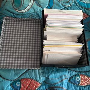 Black and Gray Checkered Storage Box with 350 + Envelopes